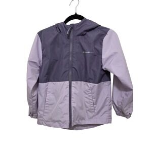 Eddie Bauer Girls Lightweight Waterproof Wing Breaker Jacket Hood Lavender Size